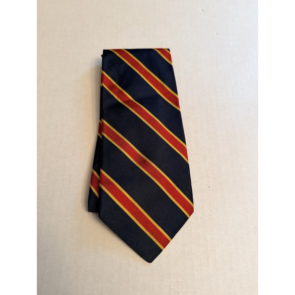 Brooks Brothers Makers 100% Silk Diagonal Stripe Tie Red Navy Gold Made In USA